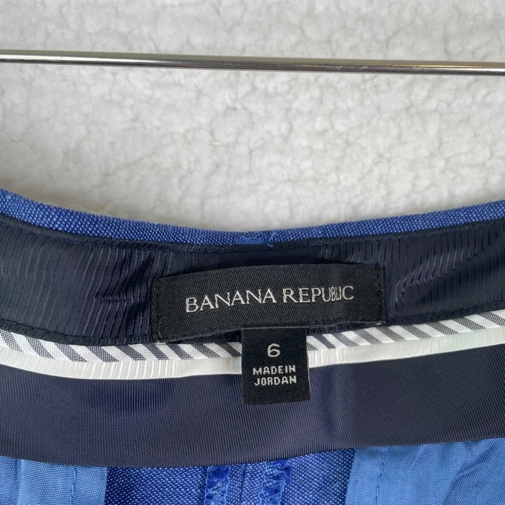 Banana Republic Avery Blue Linen Blend Ankle Pants Womens 6 Cobalt Slim Career
